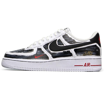 [Custom Black and white graffiti]  Air Force 1 Skateboarding Shoes Unisex Low-top Black/White