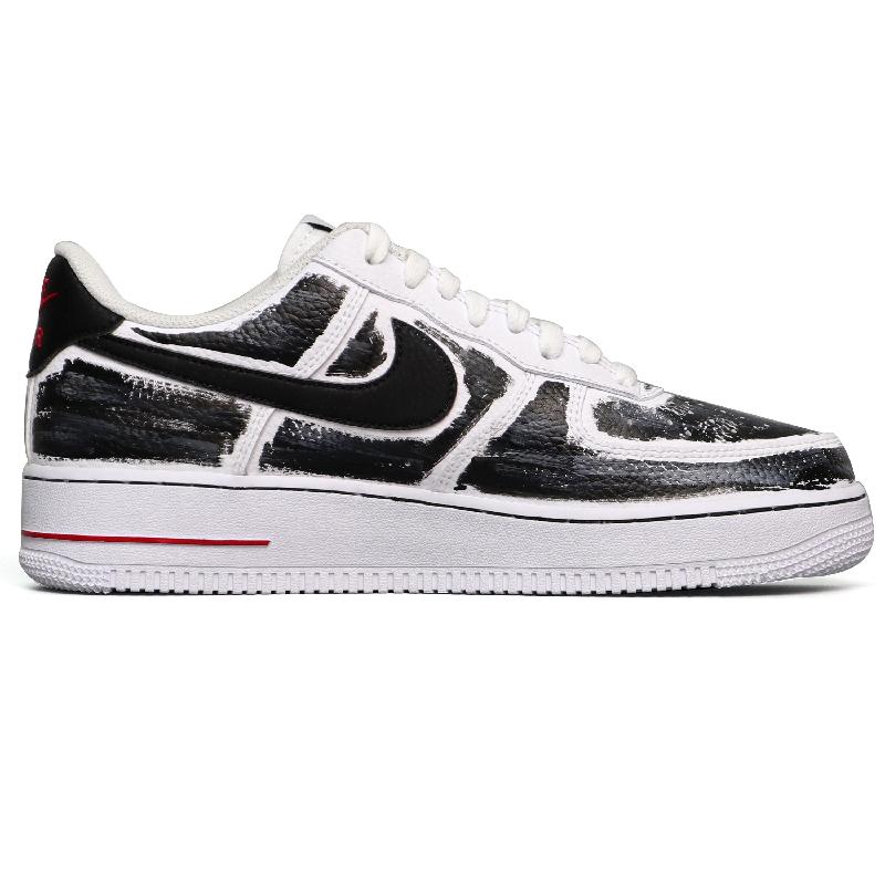 [Custom Black and white graffiti]  Air Force 1 Skateboarding Shoes Unisex Low-top Black/White