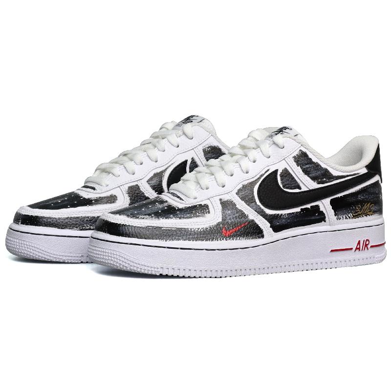 [Custom Black and white graffiti]  Air Force 1 Skateboarding Shoes Unisex Low-top Black/White