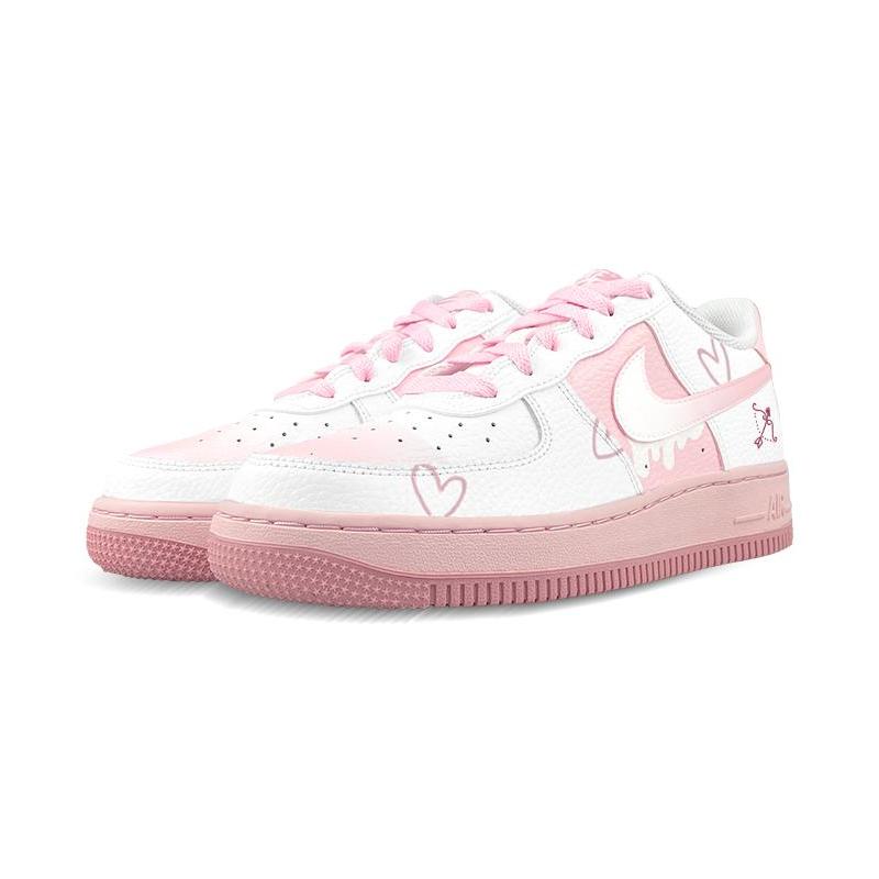 [Custom Female AF Heart Arrow]  Air Force 1 Skateboarding Shoes Women's Low-top White/pink