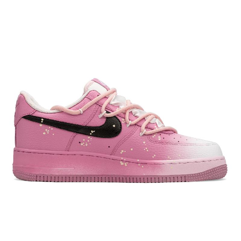 [Custom The butterfly is fluttering]  Air Force 1 Skateboarding Shoes Women's Low-top Black/pink