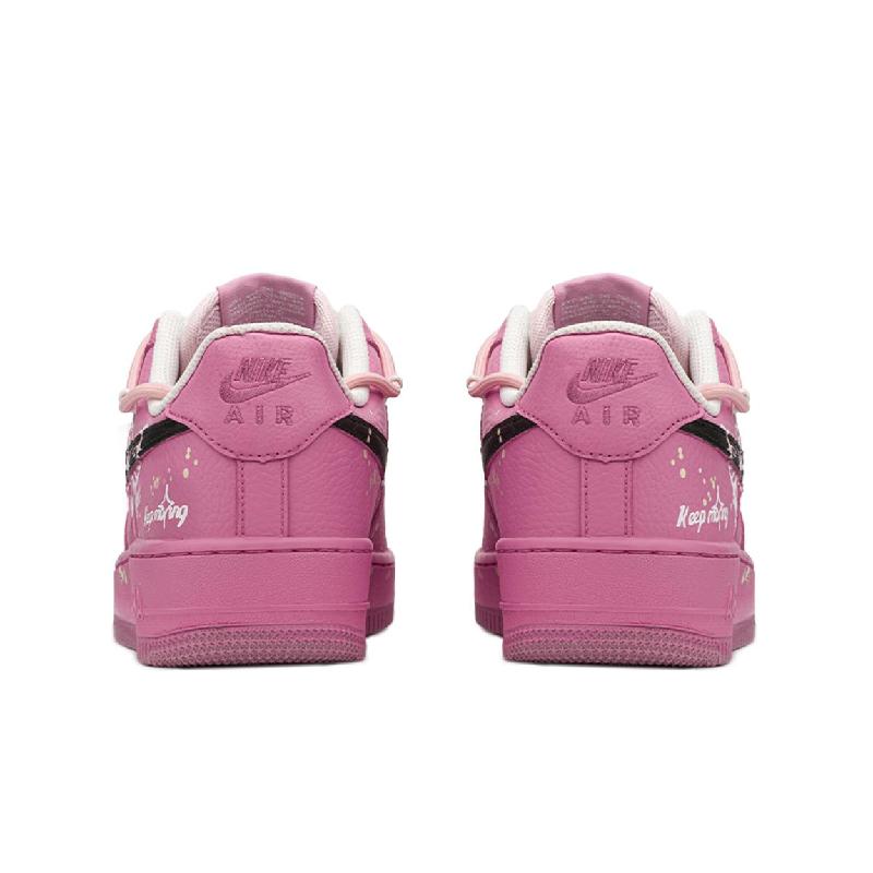 [Custom The butterfly is fluttering]  Air Force 1 Skateboarding Shoes Women's Low-top Black/pink