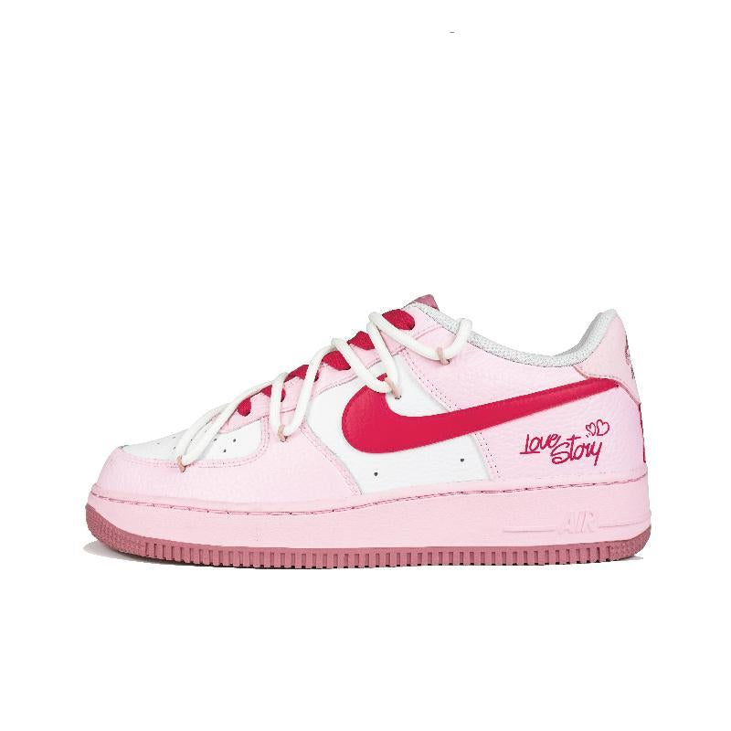 [Custom Love Diary]  Air Force 1 Skateboarding Shoes Women's Low-top White/Pink