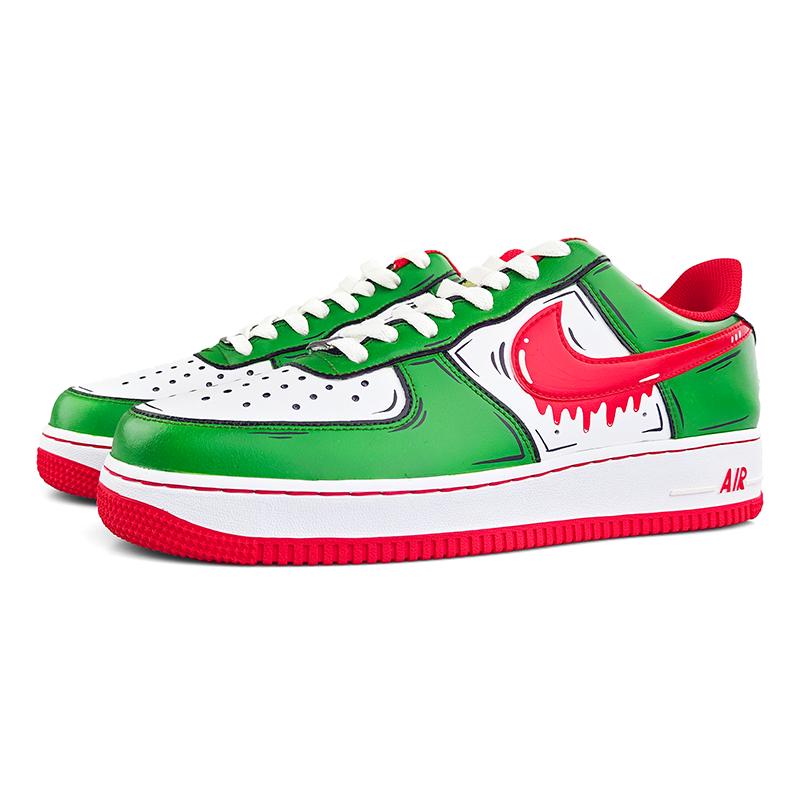 [Custom The 2D comic "Red and Green A"]  Air Force 1 Skateboarding Shoes Unisex Low-top Red/Green