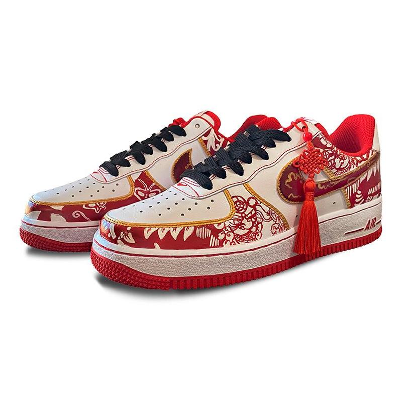 [Custom New Year's lion dance paper-cuts for both men and women]  Air Force 1 Skateboarding Shoes Unisex