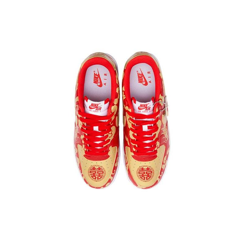 [Custom AF1 Men's auspicious wedding shoes featuring dragons and phoenixes]  Air Force 1 Skateboarding Shoes Men