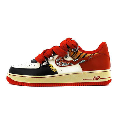 [Custom CNY Tiger Year Limited Edition black and red]  Air Force 1 Low Skateboarding Shoes Unisex