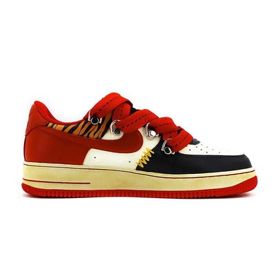 [Custom CNY Tiger Year Limited Edition black and red]  Air Force 1 Low Skateboarding Shoes Unisex