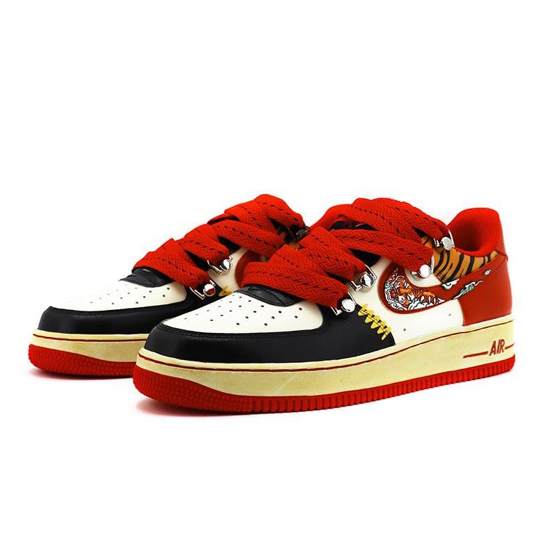 [Custom CNY Tiger Year Limited Edition black and red]  Air Force 1 Low Skateboarding Shoes Unisex