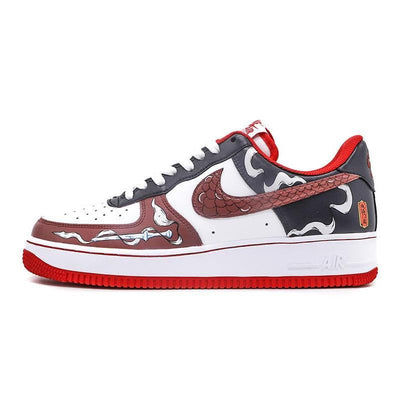 [Custom Chinese-style men's door god in black, red and white]  Air Force 1 Skateboarding Shoes Men