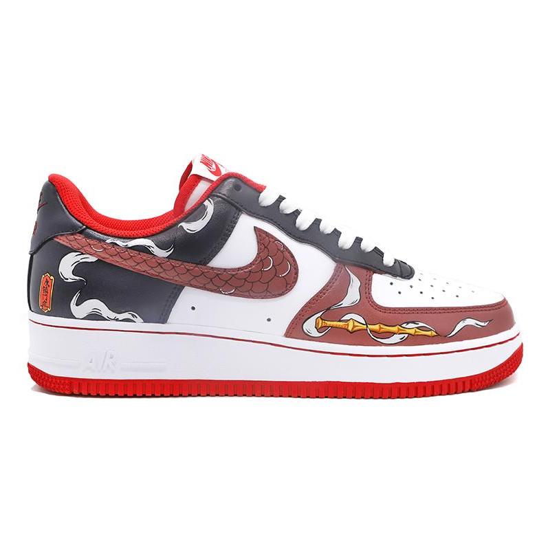 [Custom Chinese-style men's door god in black, red and white]  Air Force 1 Skateboarding Shoes Men