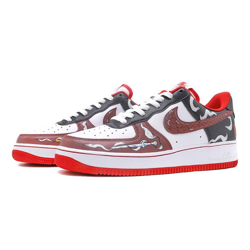 [Custom Chinese-style men's door god in black, red and white]  Air Force 1 Skateboarding Shoes Men