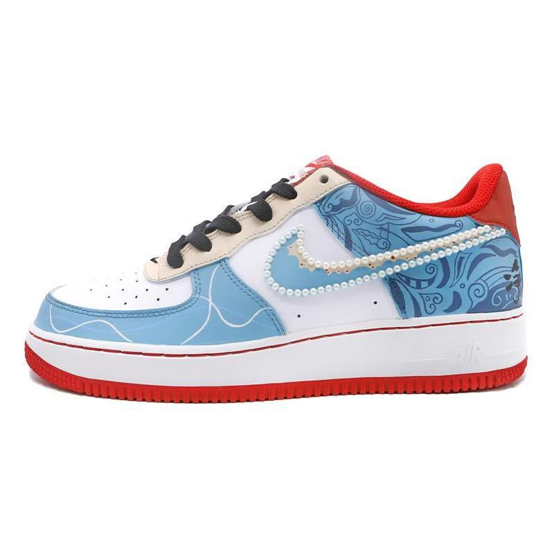 [Custom Female Chinese-style Peking Opera red, white and blue]  Air Force 1 Skateboarding Shoes Women's