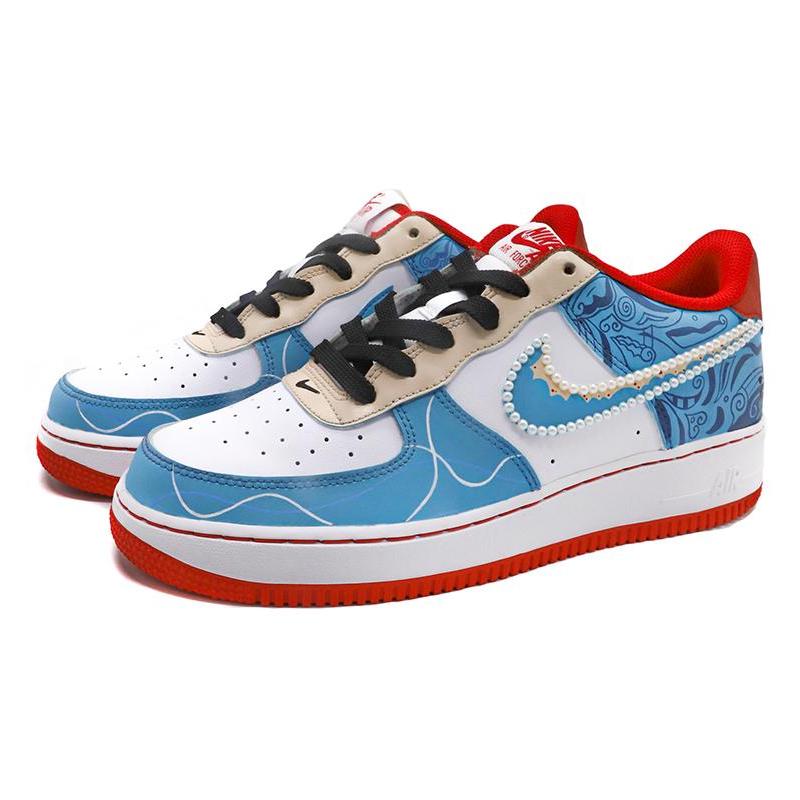 [Custom Men's Chinese-style Peking Opera in red, white and blue]  Air Force 1 Skateboarding Shoes Men Low-top Red/White/Blue