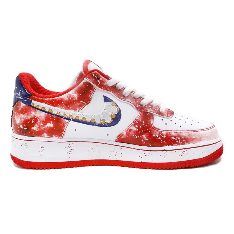[Custom Men's Chinese-style Forbidden City red, white and blue]  Air Force 1 Skateboarding Shoes Men