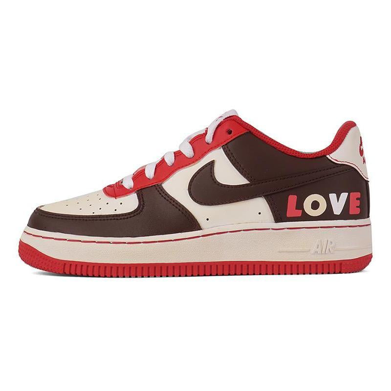 [Custom Men's style aged red and brown]  Air Force 1 Skateboarding Shoes Men Low-top Red/brown