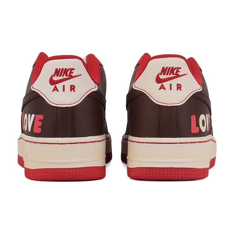 [Custom Men's style aged red and brown]  Air Force 1 Skateboarding Shoes Men Low-top Red/brown