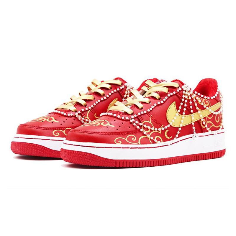 [Custom Team52 Pearl Bell Wedding Shoes for women]  Air Force 1 Skateboarding Shoes Women's