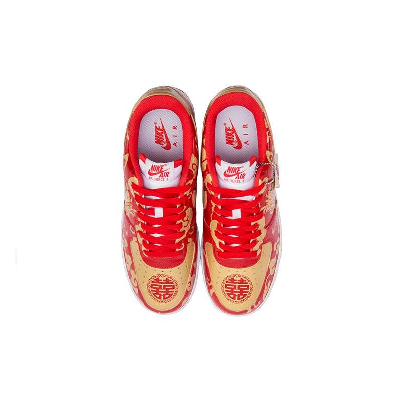 [Custom AF1 Women's Dragon and Phoenix Auspicious Wedding Shoes]  Air Force 1 Skateboarding Shoes Women's