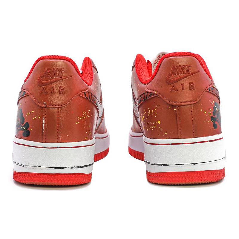 [Custom Black and red Chinese knot for women]  Air Force 1 Skateboarding Shoes Women's