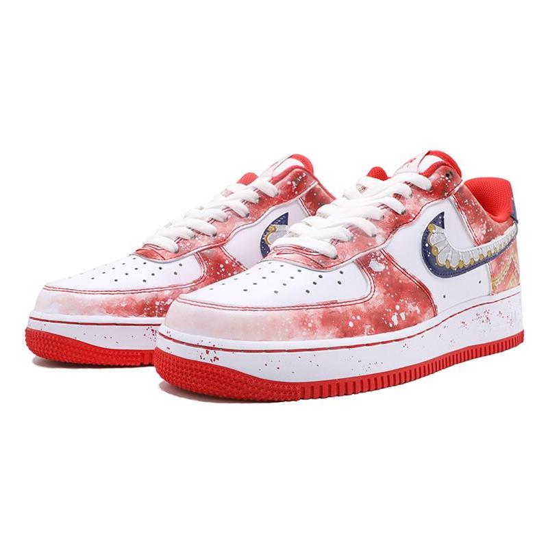 [Custom Women's Chinese-style Forbidden City red, white and blue]  Air Force 1 Skateboarding Shoes Women's Low-top Red And White