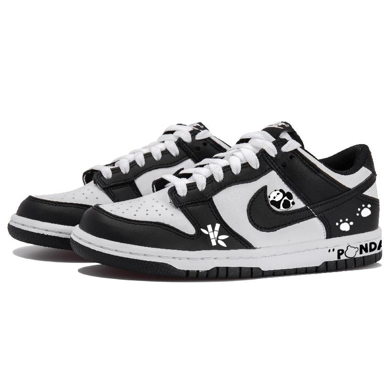 [Custom Mozhu Panda]  Dunk Skateboarding Shoes Women's Low-top Black/white