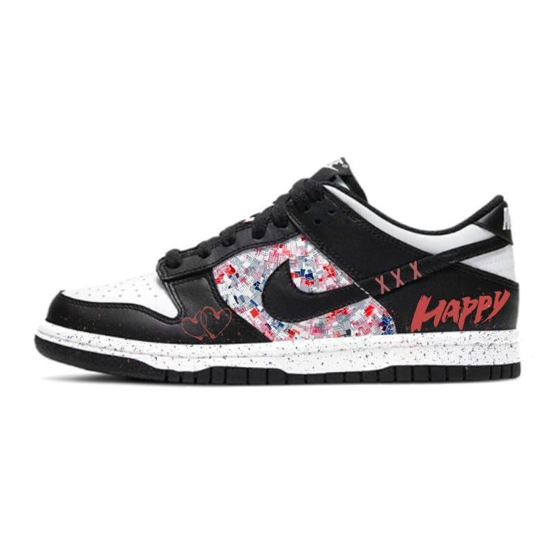 [Custom happy Yonghen]  Dunk Skateboarding Shoes Women's Low-top White/black