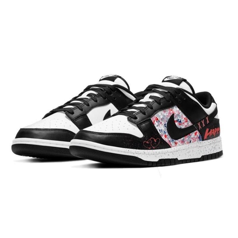 [Custom happy Yonghen]  Dunk Skateboarding Shoes Women's Low-top White/black