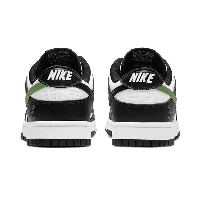 [Custom Bamboo Garden Panda]  Dunk Skateboarding Shoes Women's Low-top White/black
