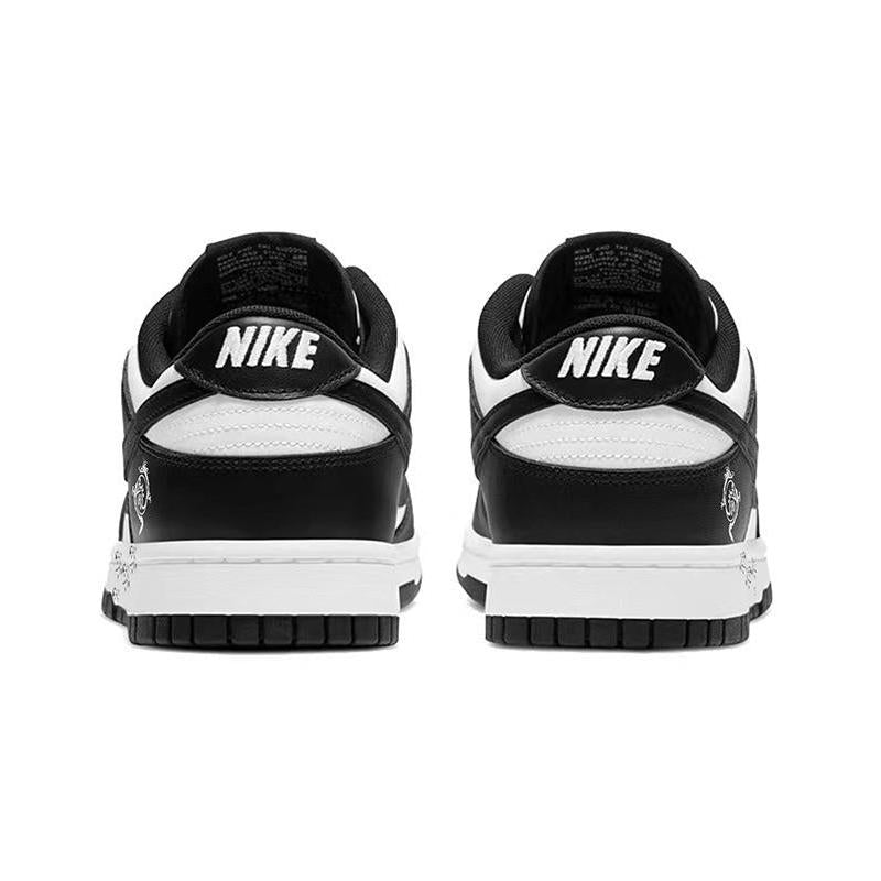 [Custom The dragon is flying and the phoenix is dancing]  Dunk Skateboarding Shoes Women's Low-top Black