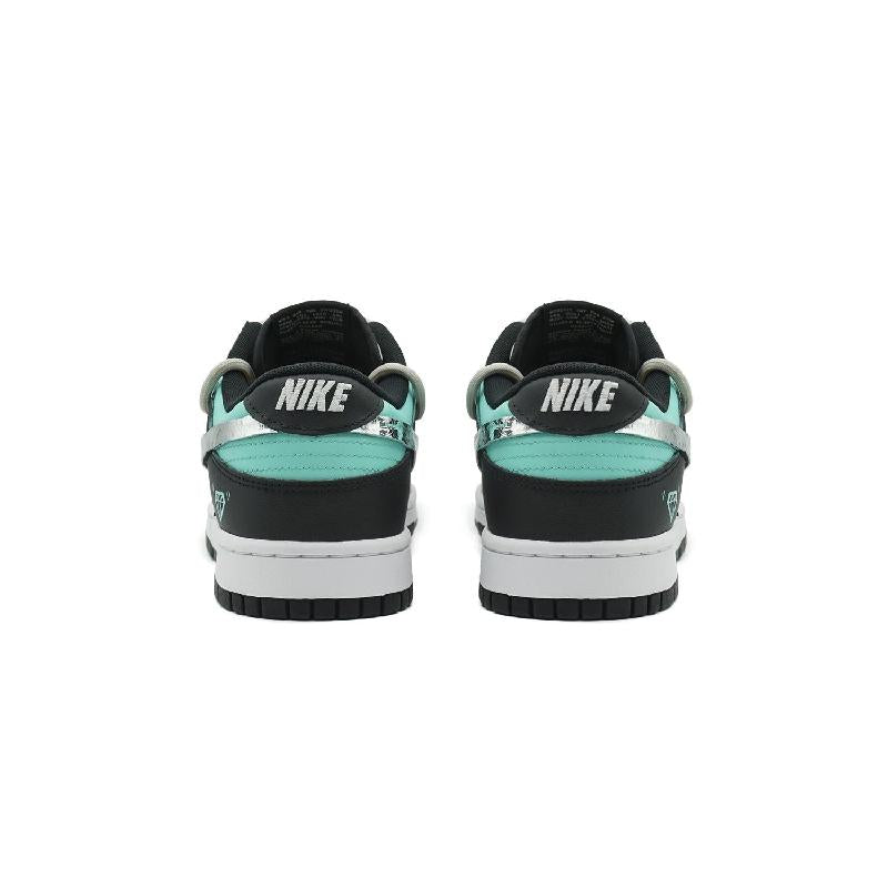 [Custom Women's diamond Tiffany]  Dunk Skateboarding Shoes Women's Low-top Black/Blue