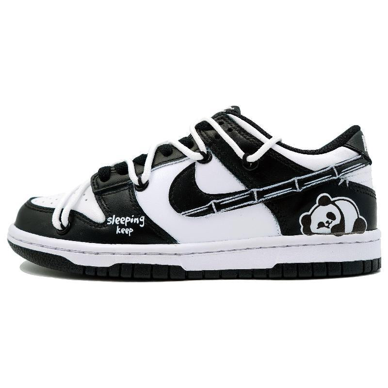[Custom Bamboo Forest Panda]  Dunk Skateboarding Shoes Women's Low-top White