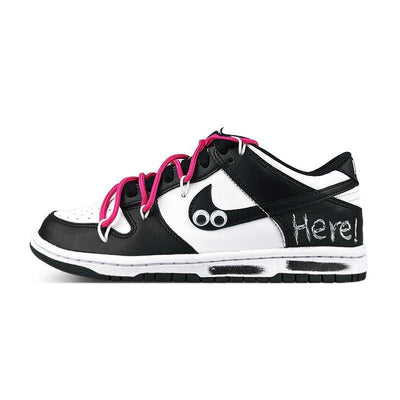 [Custom Female black coal ball solution]  Dunk Skateboarding Shoes Women's Low-top White/pink/black