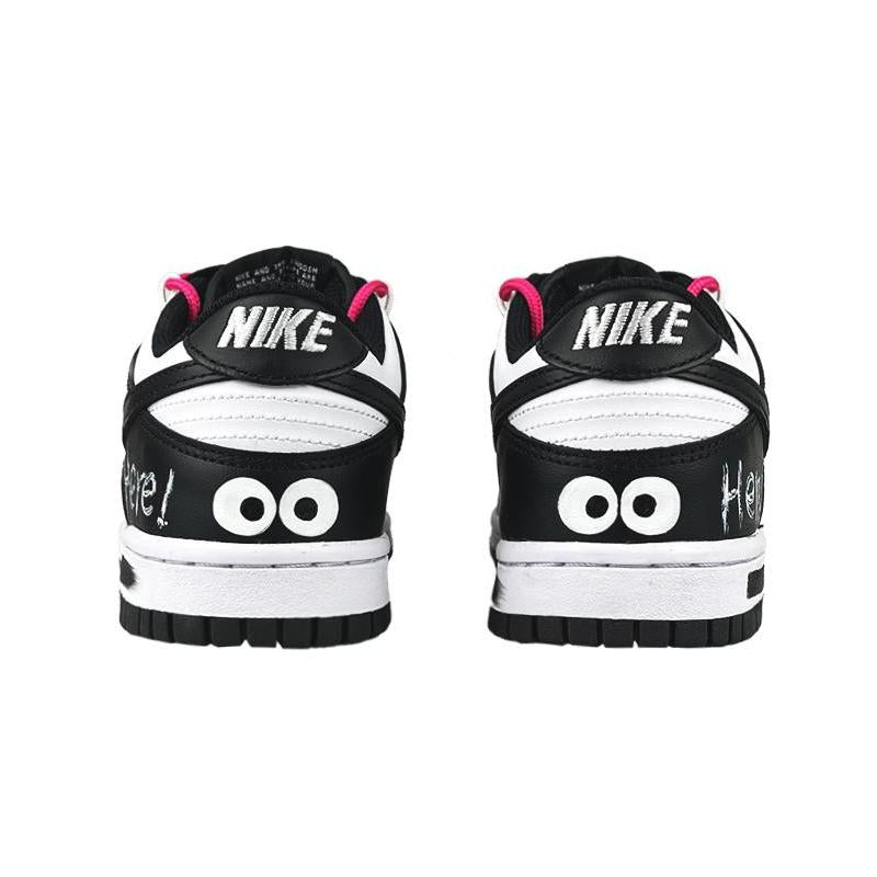 [Custom Female black coal ball solution]  Dunk Skateboarding Shoes Women's Low-top White/pink/black