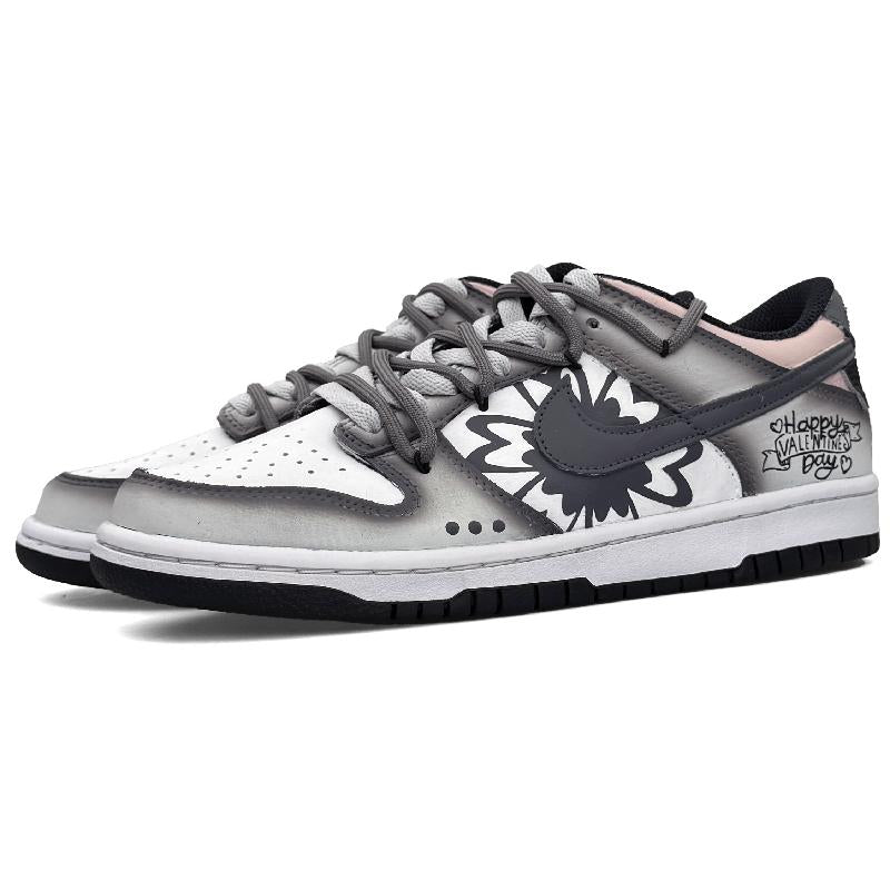 [Custom Valentine's Day]  Dunk Skateboarding Shoes Women's Low-top Gray/Pink