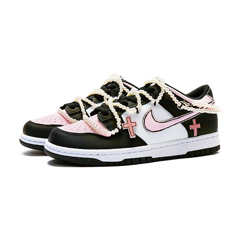 [Custom Bad Princess]  Dunk Skateboarding Shoes Women's Low-top Black/pink/white