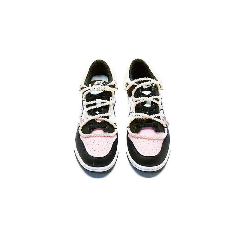 [Custom Bad Princess]  Dunk Skateboarding Shoes Women's Low-top Black/pink/white