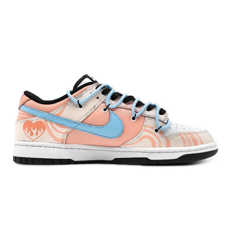 [Custom Heartwarming melody HX]  Dunk Skateboarding Shoes Women's Low-top Orange/Black/White