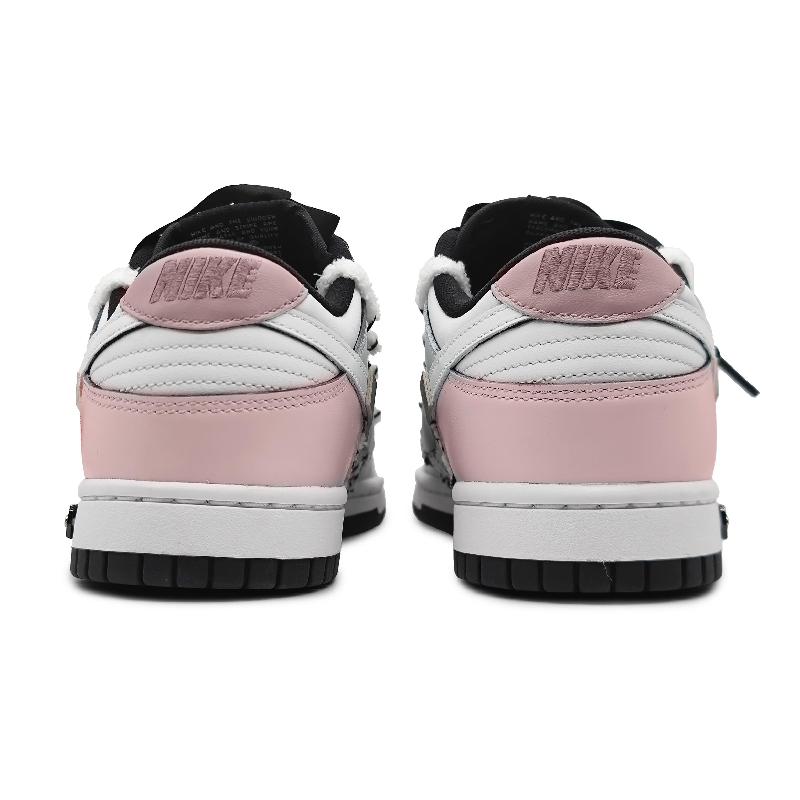 [Custom Yearning for the light Pink gift BX]  Dunk Skateboarding Shoes Women's Low-top Black/white