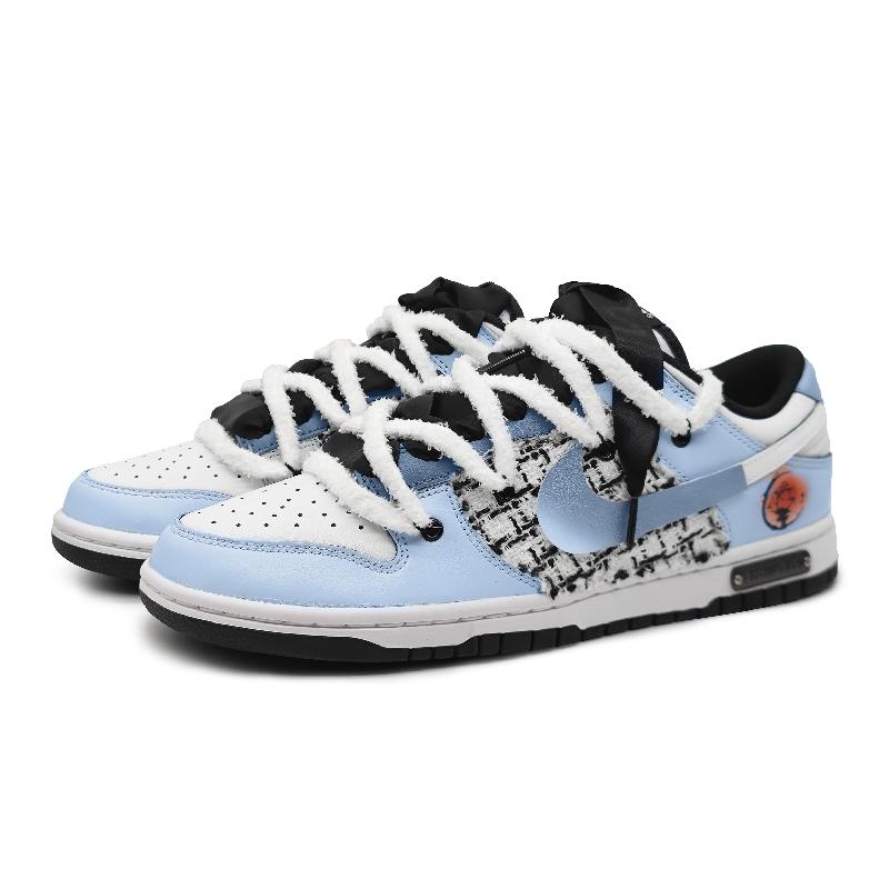 [Custom I am attached to the light blue gift BX]  Dunk Skateboarding Shoes Women's Low-top Black/white