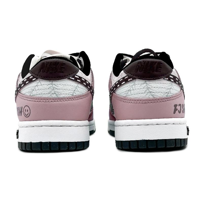 [Custom Playful game powder gray]  Dunk Skateboarding Shoes Women's Low-top White/black