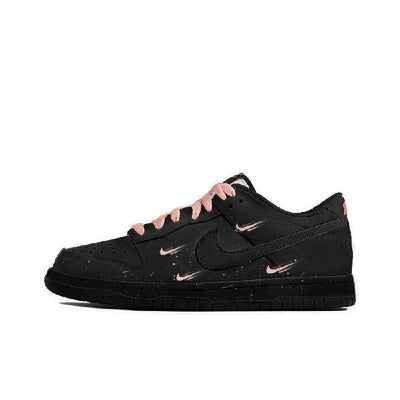 [Custom Smiling eyes]  Dunk Skateboarding Shoes Women's Low-top Black