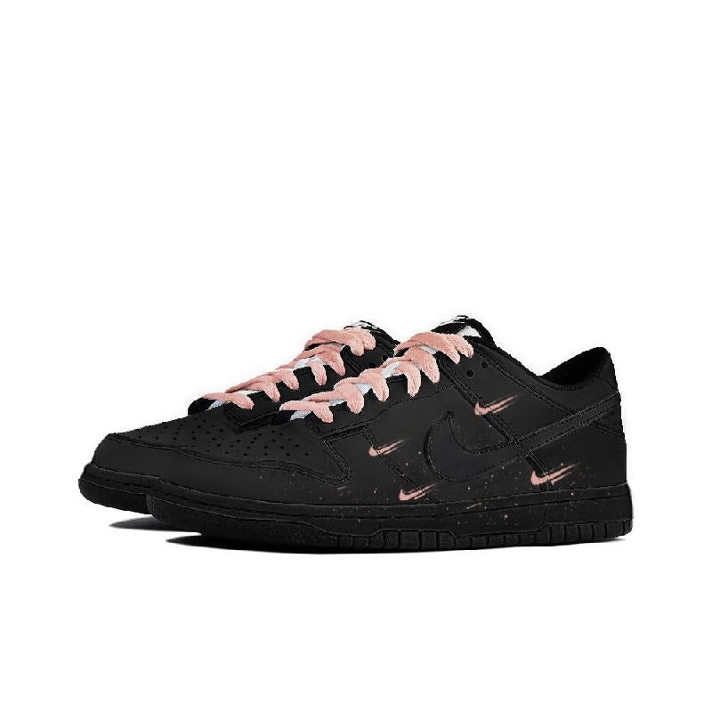 [Custom Smiling eyes]  Dunk Skateboarding Shoes Women's Low-top Black