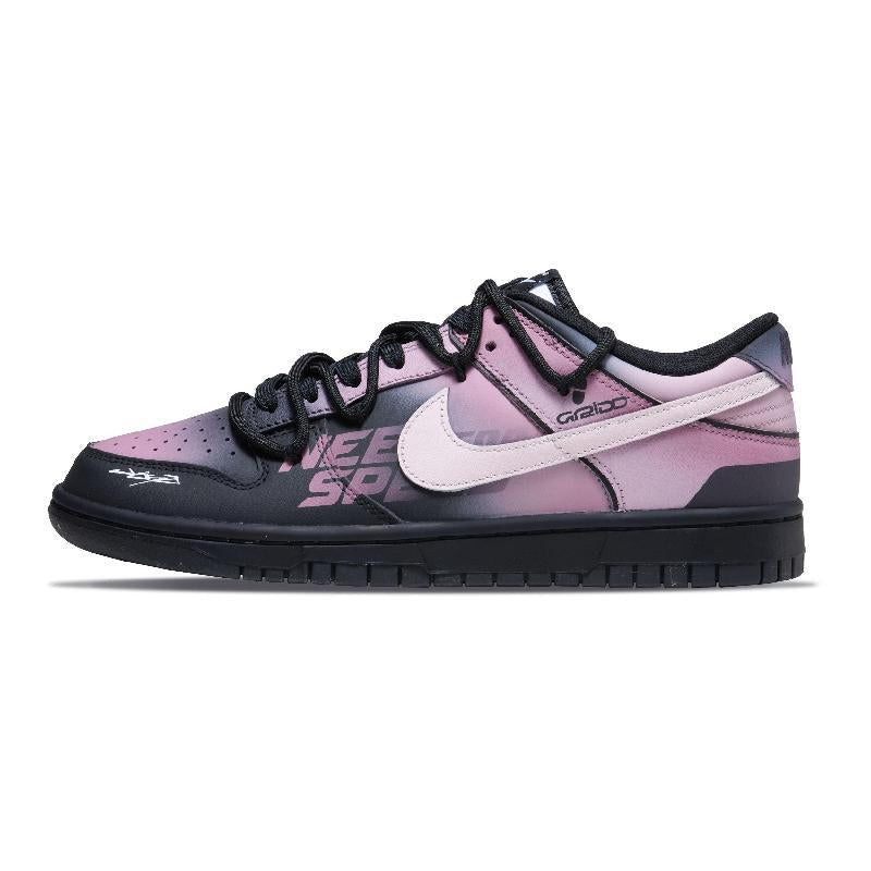 [Custom Female black and pink fantasy realm]  Dunk Skateboarding Shoes Women's Low-top Pink