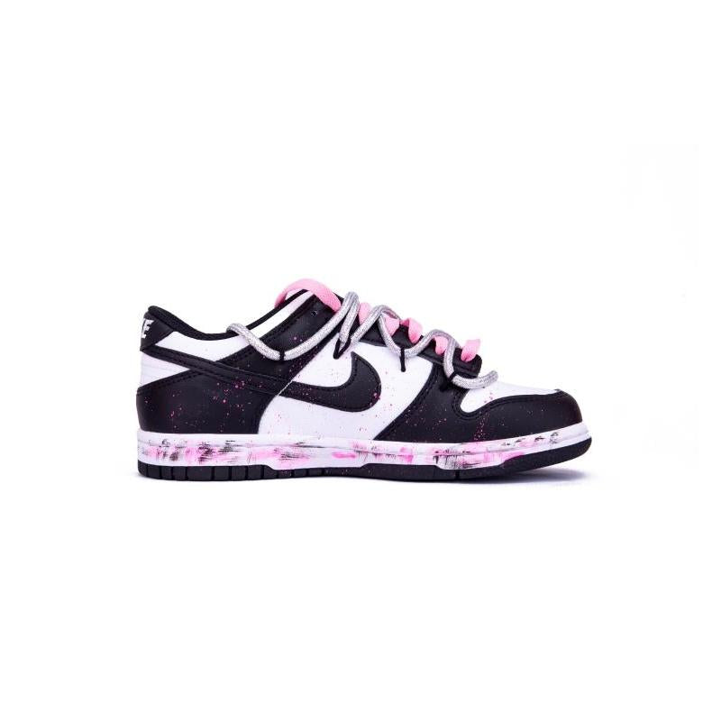 [Custom Blazing Fire]  Dunk Skateboarding Shoes Women's Low-top Dark Obsidian/Fierce Pink/White