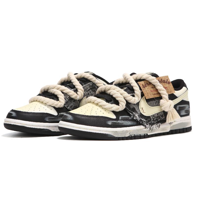 [Custom Women's denim in beige]  Dunk Skateboarding Shoes Women's