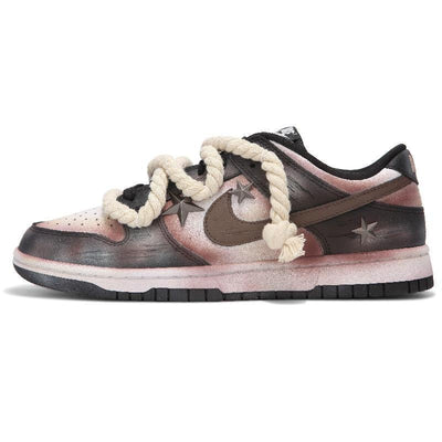 [Custom Rust And Starlight Blackish-Brown]  Dunk Skateboarding Shoes Low-top Unisex Brown/Black
