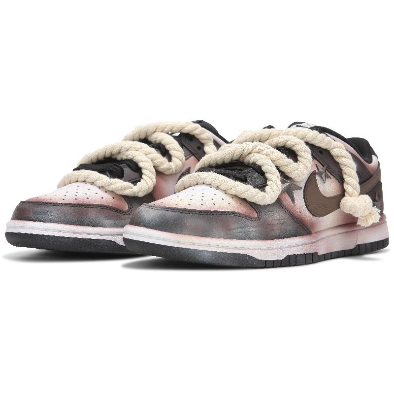 [Custom Rust And Starlight Blackish-Brown]  Dunk Skateboarding Shoes Low-top Unisex Brown/Black