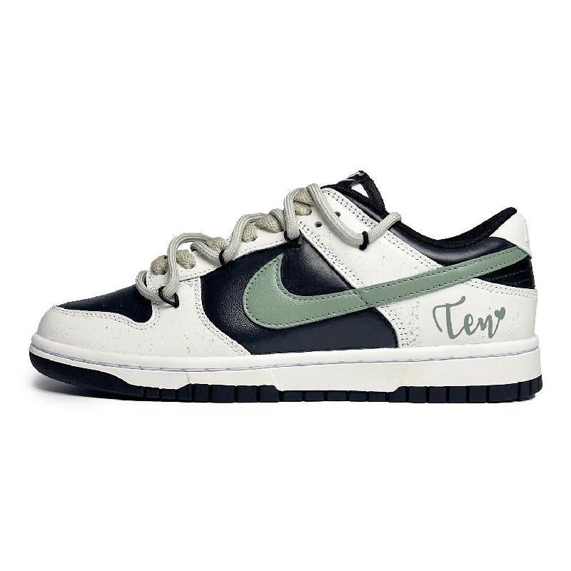 [Custom Women's style by the poolside]  Dunk Skateboarding Shoes Women's Low-top Green/Black/White