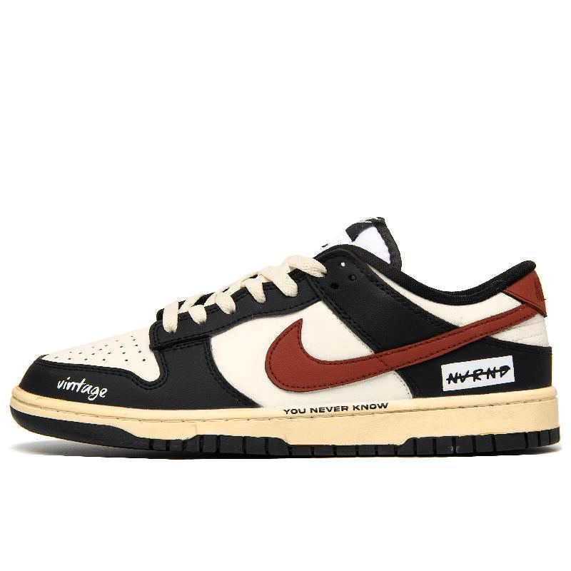 [Custom Women's tropical amber]  Dunk Skateboarding Shoes Women's Low-top Black/White/Red